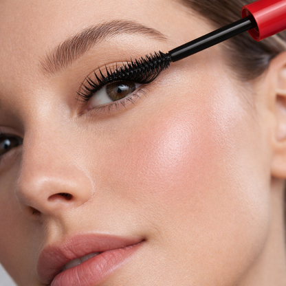 Close-up of mascara being applied to lashes for volume and definition