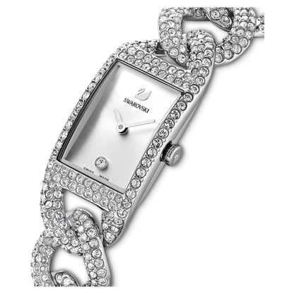 Swarovski Cocktail Watch, White Pavé Crystals in a Silver Tone Plated Setting, from the Cocktail Collection