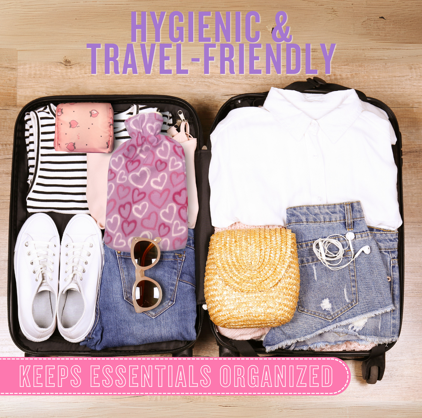 First Period Kit & Emergency Bag for Teens – Sanitary Towels (Day & Night), Hot Water Bottle, Storage Pouch – Menstrual Care Kit