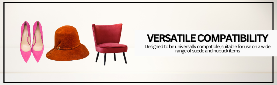 Suede brush compatible with multiple suede and nubuck surfaces including shoes, bags, and upholstery