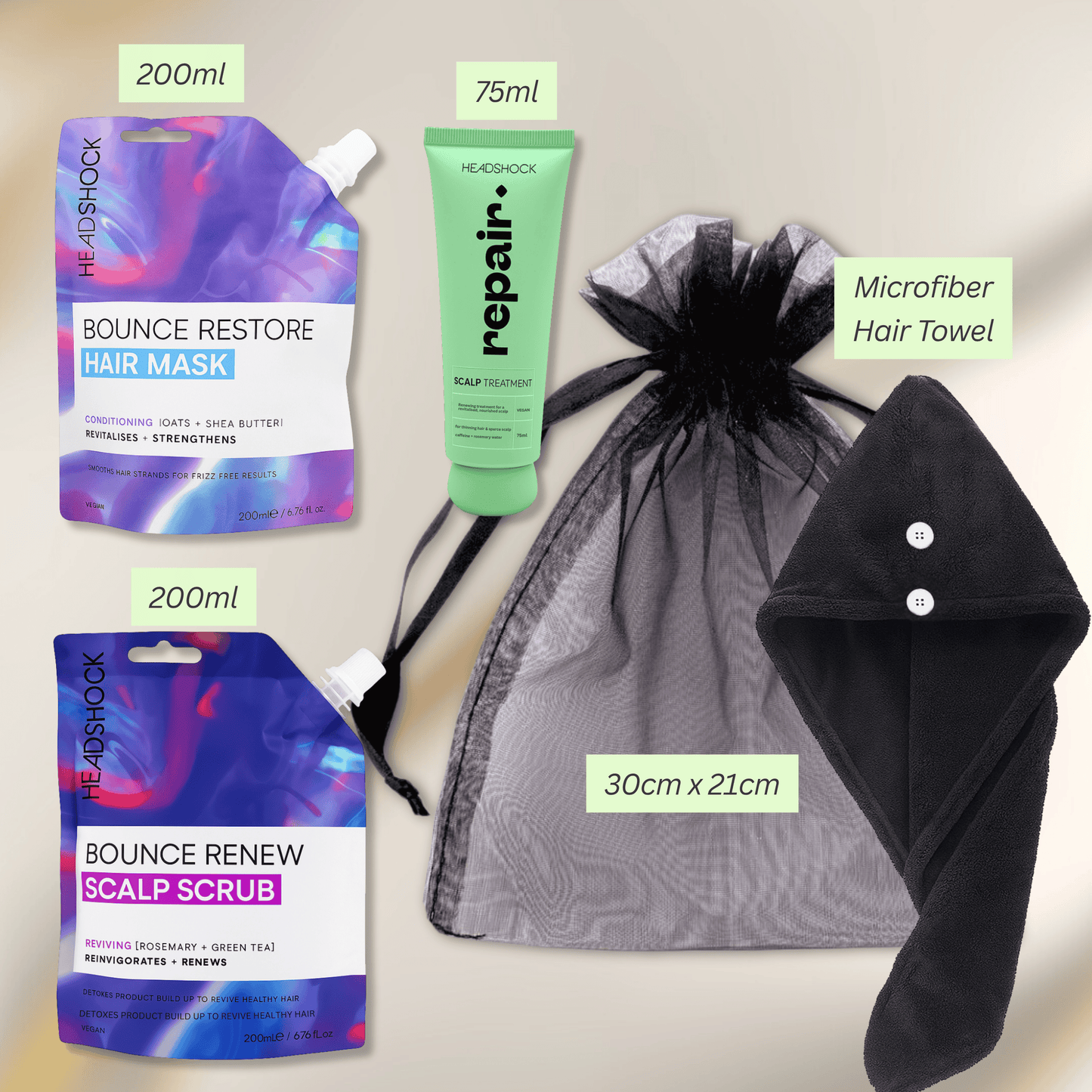 Vikingtreat Hair Repair Gift Set – Scalp Scrub, Hair Mask & Towel | Deep Nourishing Treatment