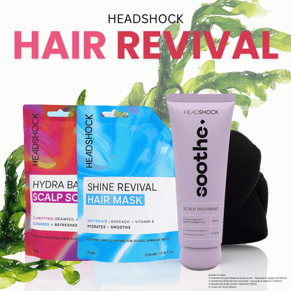 HeadShock Hair Revival Set - Vegan Scalp Scrub, Avocado Hair Mask & Soothing Treatment