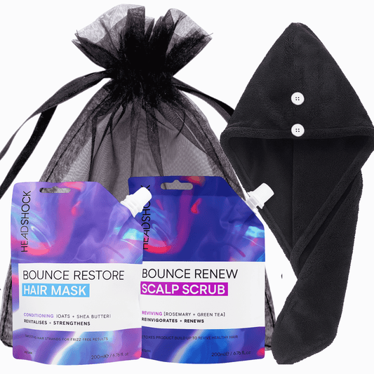 Headshock Hair Mask and Scalp Scrub Gift Set with Microfiber Hair Towel