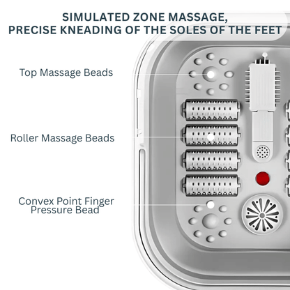 Electric foot spa with roller massage beads and convex pressure points for soothing foot massage