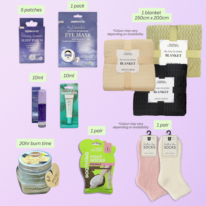 VikingTreat lavender spa gift set contents with lavender relaxation and pamper essentials