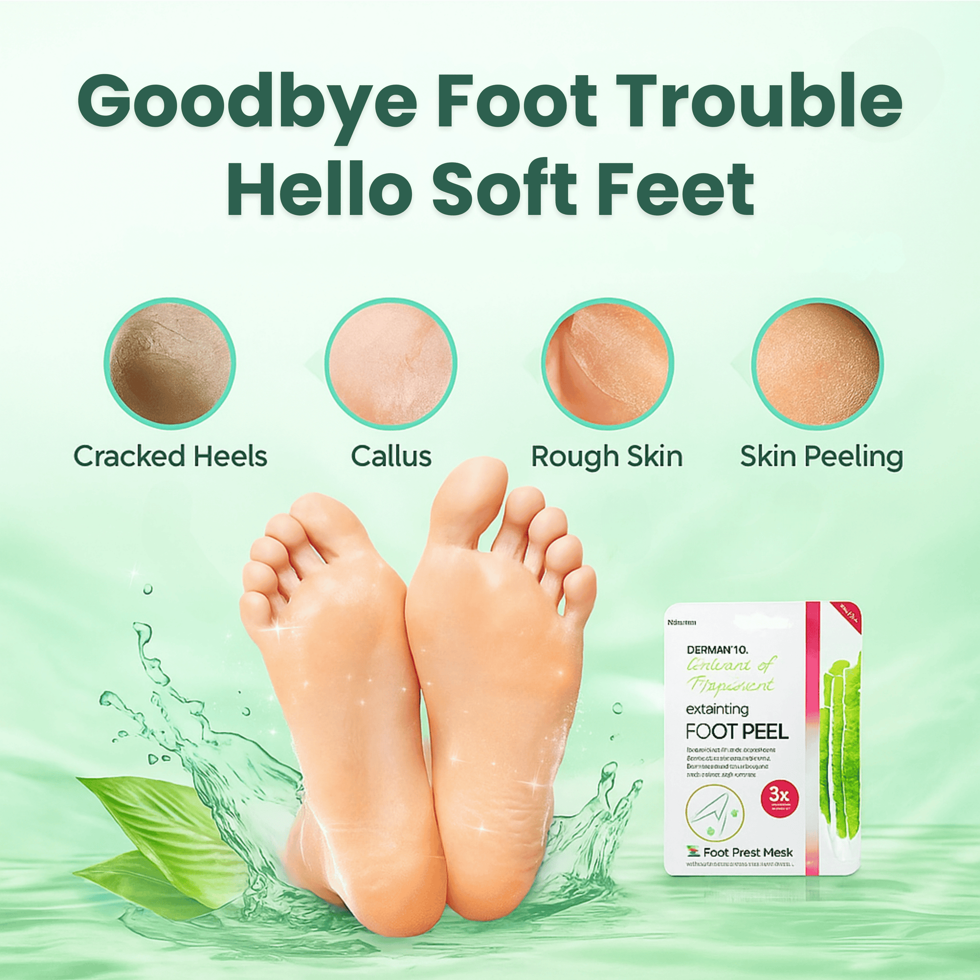 Exfoliating peppermint foot peel mask for rough skin, cracked heels, and callus removal