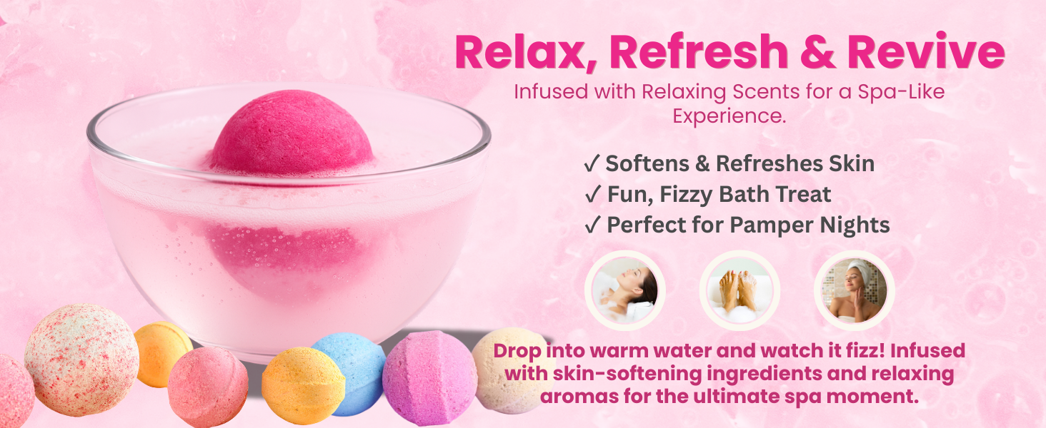 Pink Fizzy Bath Bomb for Girls – Relaxing and Skin-Softening Spa Treat