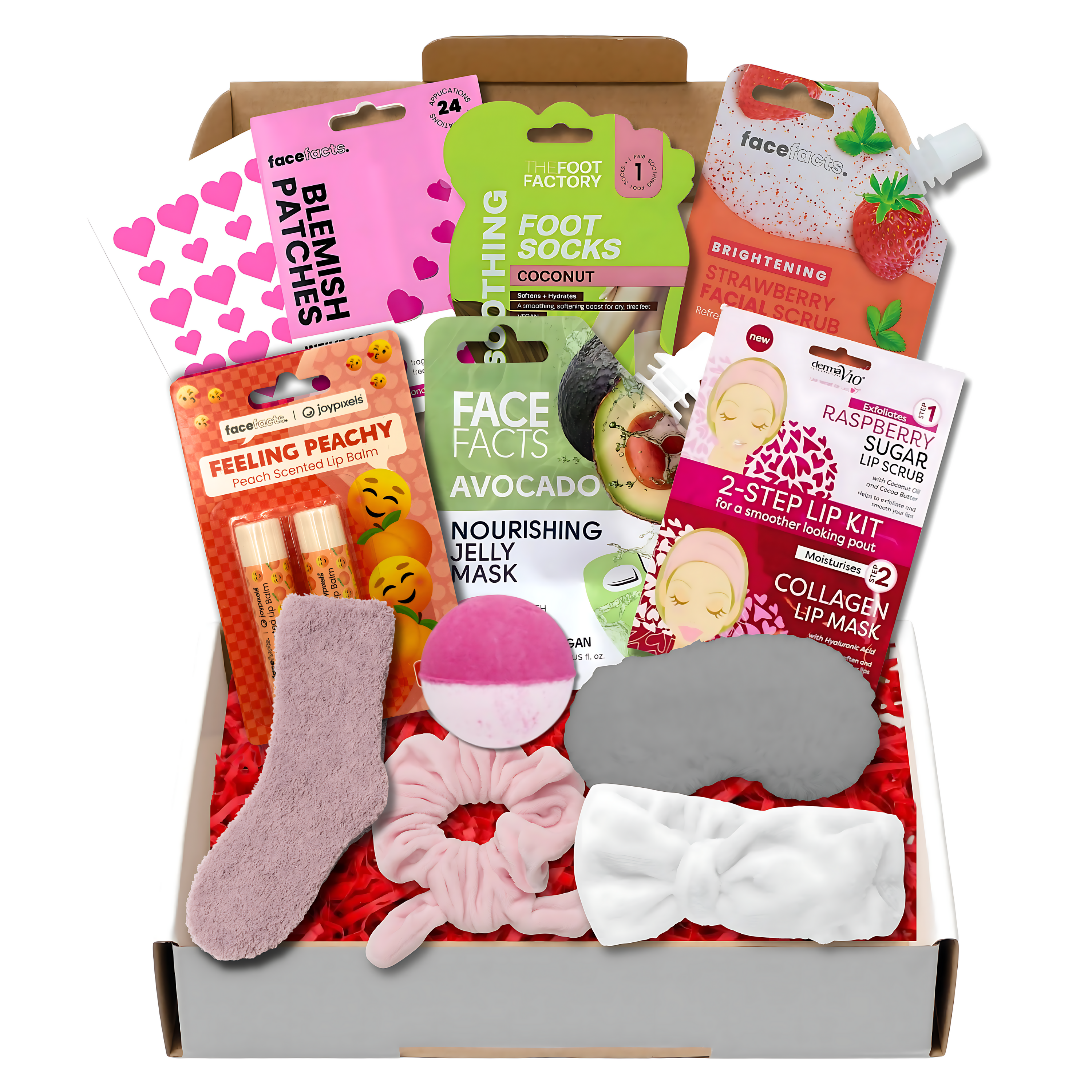 Teen spa gift box with skincare, lip balm, masks, and accessories – 11-piece pamper set for girls