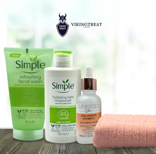 Vikingtreat Christmas hydrating trio skincare gift set with pink cloth