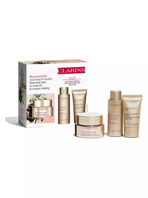 Clarins Skin Care Gift for Women Nourishing & Revitalising Essentials Day, night and essence Boxed