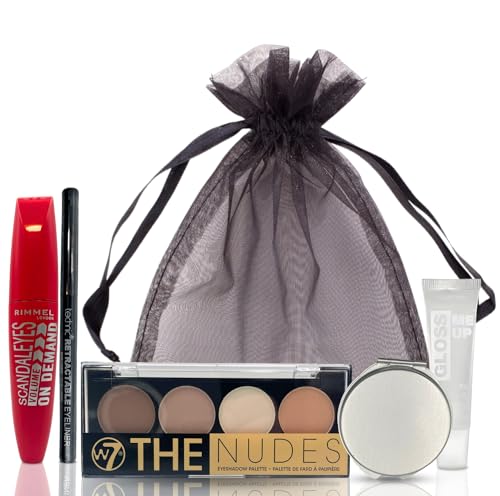 Stunner Makeup Gift Set Bundle - Eyeshadow Palette, Mascara, Eyeliner, Lip Gloss & Compact Mirror