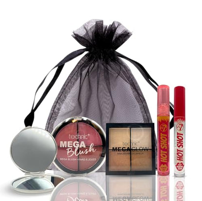 Plumping Lip Gloss and Oil with Blush and Highlighter Bundle